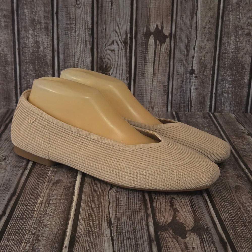 Sz 41/ 9.5 Wide VIVAIA Margot 2.0 V-Cut Square Toe Almond Knit Flats Worn 1X!